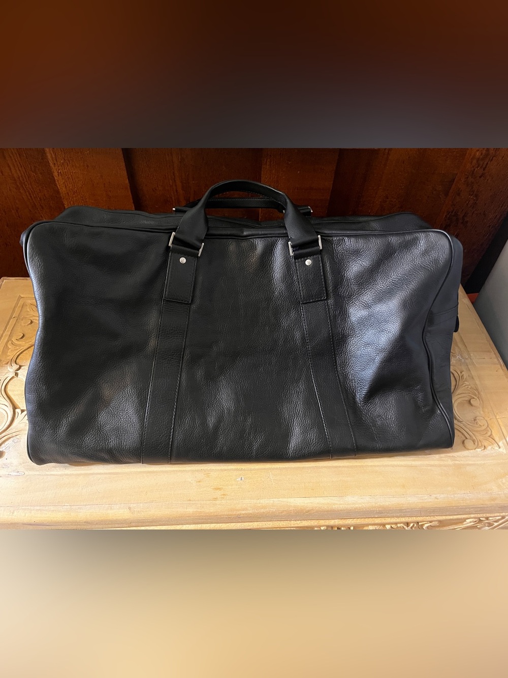 Jack Spade Black Leather Eaton  Duffel Bag - Men's Travel Tote